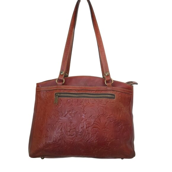 Patricia Nash Handbags - Patricia Nash FLORENCE POPPY Embossed Saddle Leather Brown Tote Shoulder Bag